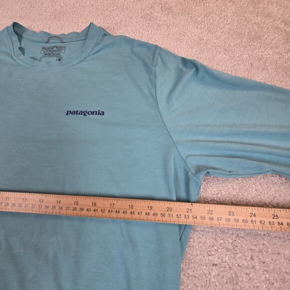 Patagonia Capilene Cool Daily Graphic Long-Sleeve Shirt Mens Large Aqua Flaw - Picture 5 of 7
